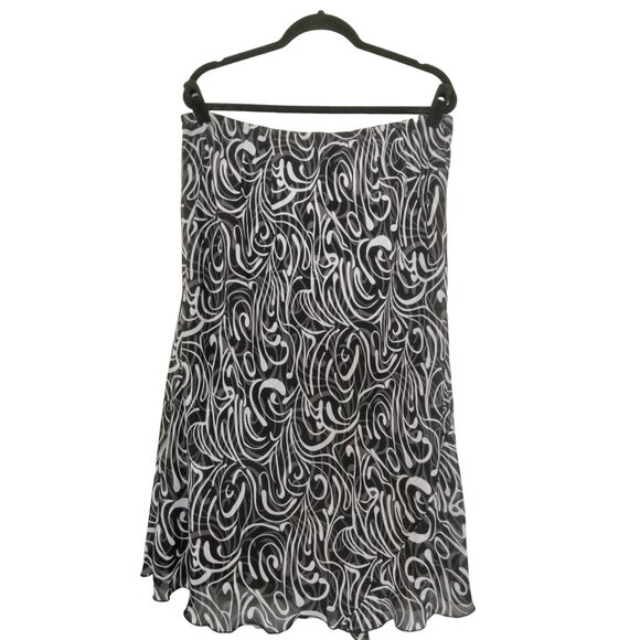 Lane Bryant Womens Flowy Black White Abstract Print Midi Skirt Plus Size 14/16 - Picture 5 of 6